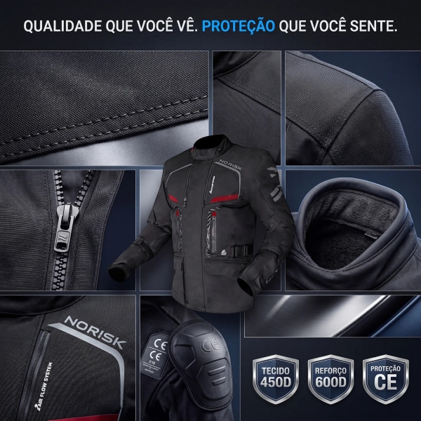 Jaqueta Masculina Moto Norisk Signal Parca Big Trail Motociclista Motoqueiro Impermeável C/ Proteção