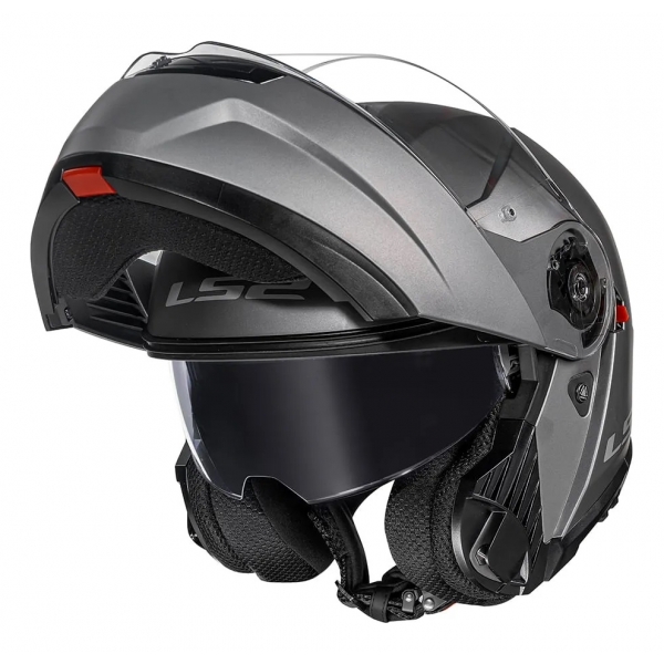 Capacete Moto Robocop Articulado LS2 FF908 Strobe 2 Monocolor Escamoteável C/ Óculos - Titanium Cinza Fosco