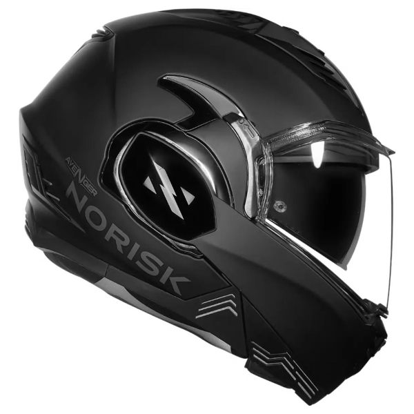 Capacete Moto Robocop Norisk Avenger Articulado 180 Graus C/ Óculos Interno Lançamento - Preto Fosco