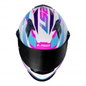 Capacete Moto LS2 FF358 Pro Classic Draze Airline Branco Roxo Rosa C/ Spoiler Masculino Feminino