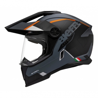 Capacete Moto Big Trail Bieffe B-Trail Delux Cross Preto Cinza Dark Fosco C/ Óculos Sol