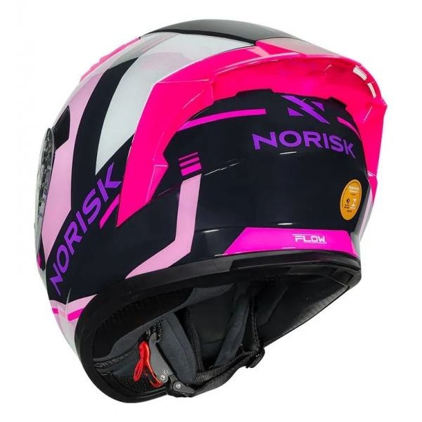 Capacete Moto Feminino Norisk Flow Run Roxo Rosa C/ Spoiler + Viseira Extra