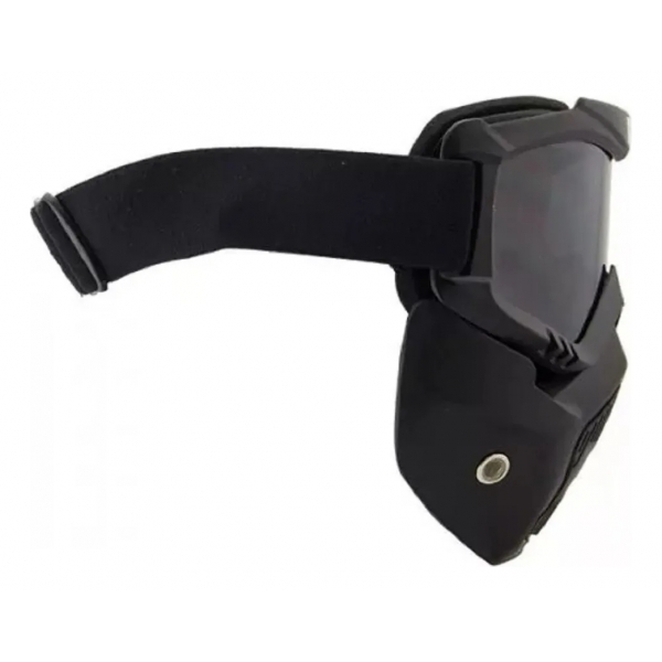 Óculos Máscara Viseira Capacete Aberto Bieffe B45 Harley Old School Lente Cristal - Preto