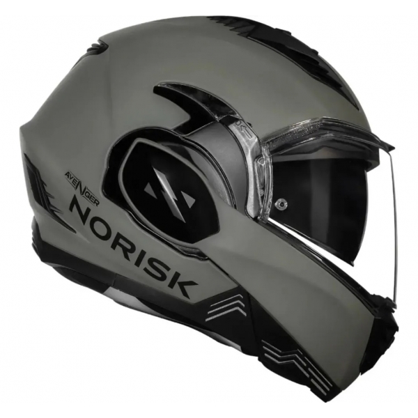 Capacete Moto Robocop Norisk Avenger Articulado 180 Graus C/ Óculos Interno Lançamento - Oliva Fosco