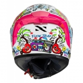 Capacete Moto Fechado Norisk Flow Trap Desenho Branco Rosa Feminino Masculino C/ Spoiler + Viseira