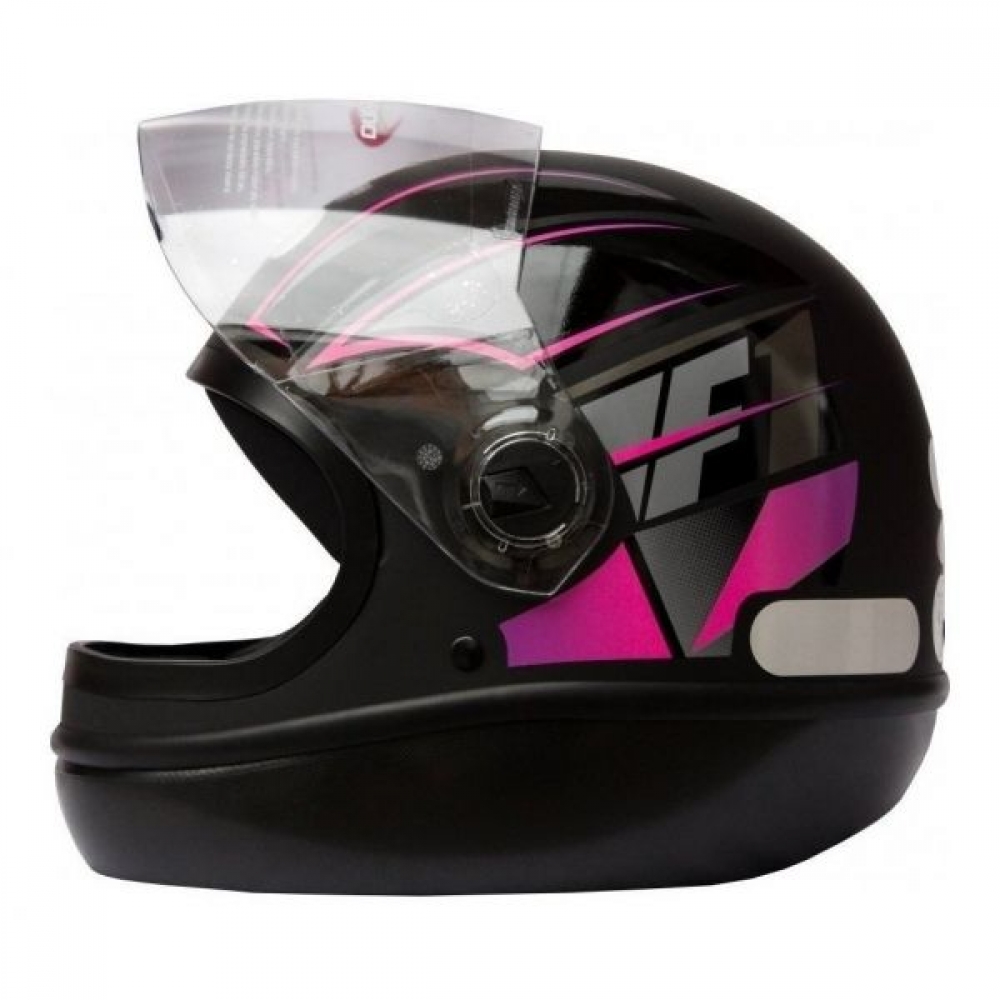 Capacete Moto Feminino Taurus San Marino Formula 1R Neo Preto Fosco Rosa Lançamento C/ Selo Inmetro - Preto