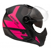 Capacete Moto Feminino Peels F-21 Mirage Vertice Preto Rosa Aviador C/ Óculos Queixeira Removível