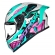 Capacete Moto Norisk Flow Robot Branco Rosa Verde C/ Spoiler + Viseira Extra Masculino Feminino