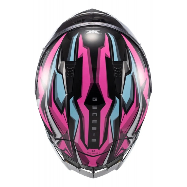 Capacete Esportivo Texx Raptor MotoGp Genesis C/ Spoiler + Viseira Extra Masculino Feminino - Azul Rosa