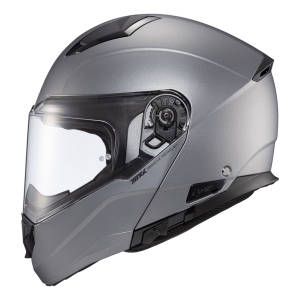 Capacete Moto Articulado Robocop Texx Kratos Classic Solid Escamoteável C/ Óculos - Cinza Fosco