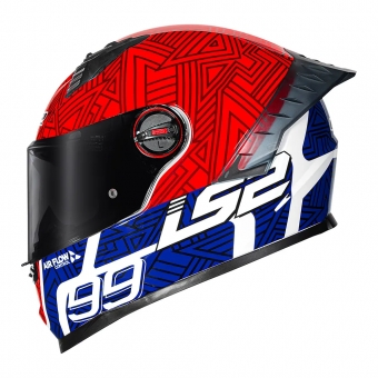 Capacete Moto LS2 FF358 Pro Classsic Tiempo Azul Vermelho C/ Spoiler Masculino Feminino Lançamento