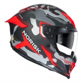 Capacete Moto Fechado Norisk Rock Tactical Militar Camuflado Vermelho C/ Óculos + Viseira Extra
