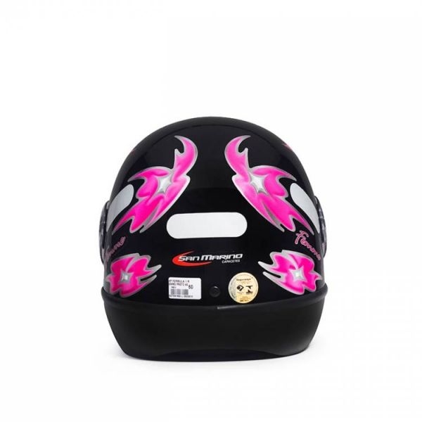 Capacete Moto Feminino Taurus San Marino Formula 1R Femme Preto C/ Flor Rosa C/ Selo Inmetro - Preto