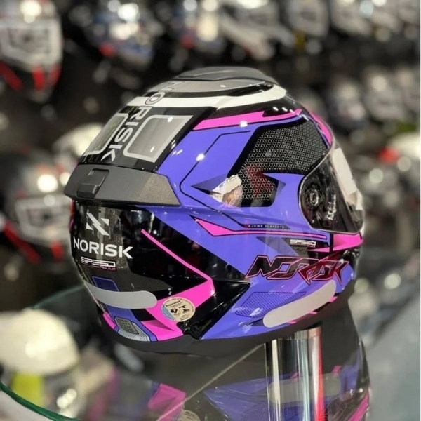 Capacete Esportivo Moto Norisk Razor Speedmax Preto Roxo Rosa Fechado Masculino Feminino