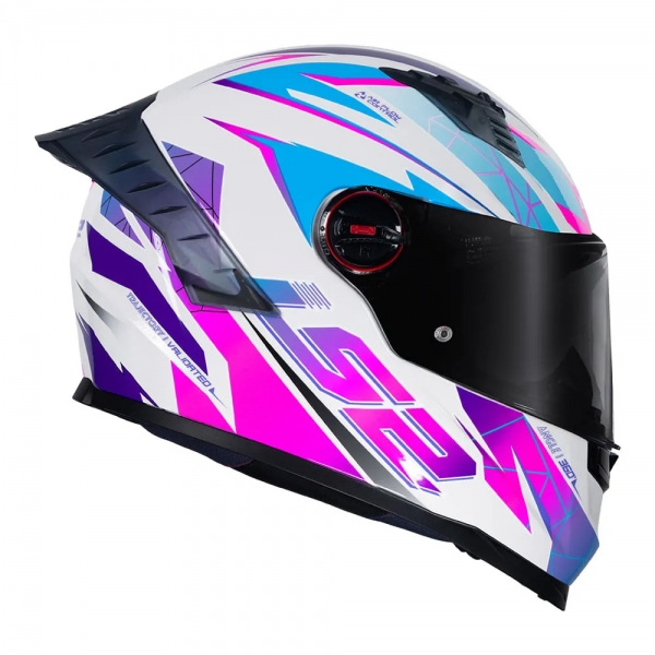 Capacete Moto LS2 FF358 Pro Classic Draze Airline Branco Roxo Rosa C/ Spoiler Masculino Feminino