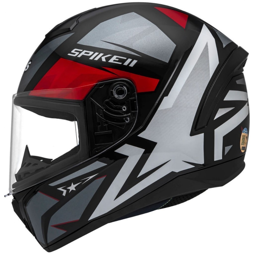 Capacete Moto Fechado Peels Spike Ls 1St 2 Preto Brilho Vermelho Masculino Feminino C/ Selo Inmetro