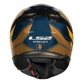 Capacete Moto Fechado Ls2 Ff808 Stream 2 Vintage Azul Laranja Esportivo C/ Óculos Masculino Feminino