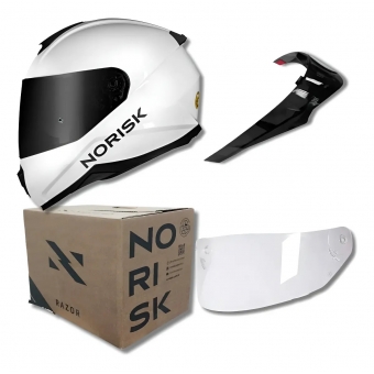 Capacete Norisk Razor Limited Edition Branco Brilho C/ Aerofólio + Viseira Fumê Masculino Feminino