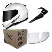 Capacete Norisk Razor Limited Edition Branco Brilho C/ Aerofólio + Viseira Fumê Masculino Feminino