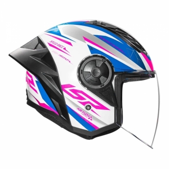 Capacete Moto Aberto LS2 OF616 S Airflow 2 Draze Branco Azul Rosa Pink Feminino Masculino