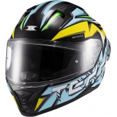 Capacete Esportivo Texx Raptor MotoGp Genesis C/ Spoiler + Viseira Extra Masculino Feminino - Azul Amarelo
