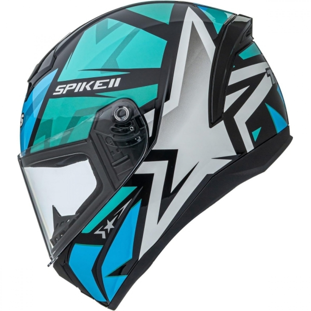 Capacete Moto Fechado Peels Spike Ls Star 2 St Preto Verde Esportivo Masculino Feminino
