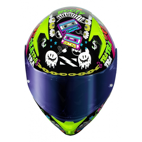 Capacete Moto Norisk Flow Trap Desenho Preto Amarelo Feminino Masculino C/ Spoiler + Viseira Extra