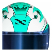 Capacete Moto Norisk Flow Robot Branco Rosa Verde C/ Spoiler + Viseira Extra Masculino Feminino