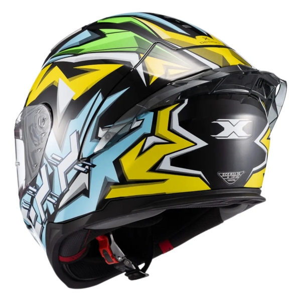 Capacete Esportivo Texx Raptor MotoGp Genesis C/ Spoiler + Viseira Extra Masculino Feminino - Azul Amarelo