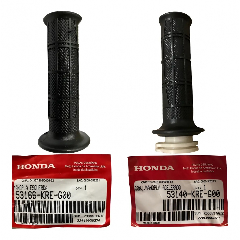 Par De Manopla Punho Moto Nxr Bros 160 Xre 190 C/ Roldana do Acelerador Original Honda