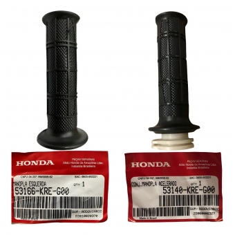 Par De Manopla Punho Moto Nxr Bros 160 Xre 190 C/ Roldana do Acelerador Original Honda