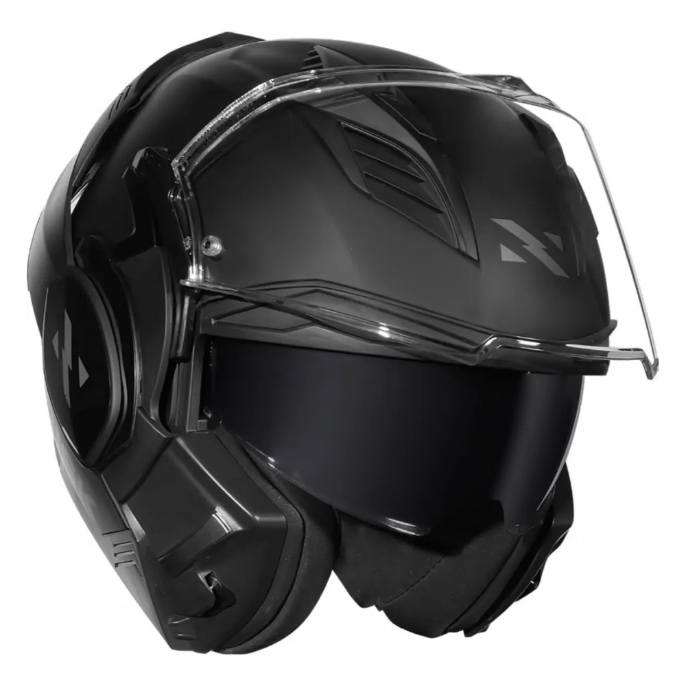 Capacete Moto Robocop Norisk Avenger Articulado 180 Graus C/ Óculos Interno Lançamento - Preto Fosco
