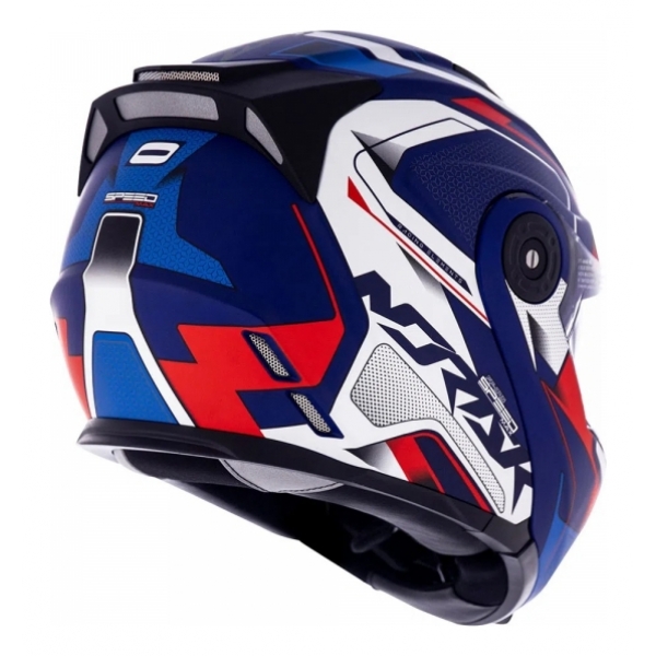 Capacete Moto Robocop Articulado Norisk FF345 Route Speedmax Escamoteável C/ Óculos E Selo Inmetro - Branco Azul
