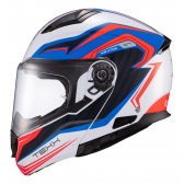 Capacete Moto Articulado Robocop Texx Kratos Nomade Bmw Branco Azul Escamoteável C/ Óculos