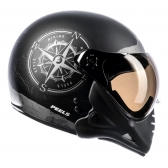 Capacete Moto Peels Mirage F 21 F-21 North Navy Custom Aviador C/ 2 Viseiras Queixeira Removível - Preto Fosco