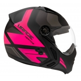 Capacete Moto Feminino Peels F-21 Mirage Vertice Preto Rosa Aviador C/ Óculos Queixeira Removível