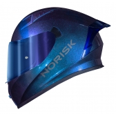 Capacete Moto Norisk Flow Monocolor Blue Azul Camaleão Feminino Masculino C/ Spoiler + Viseira Extra
