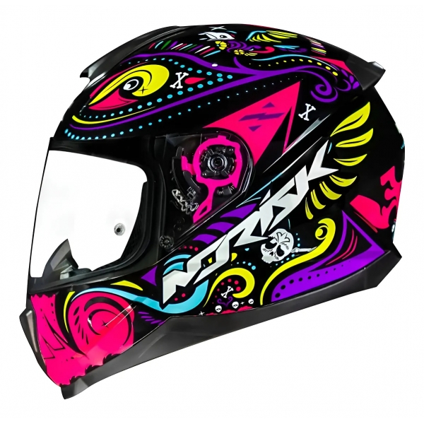 Capacete Moto Norisk Razor Circus Preto Rosa Fechado Masculino Feminino Esportivo