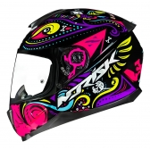 Capacete Moto Norisk Razor Circus Preto Rosa Fechado Masculino Feminino Esportivo