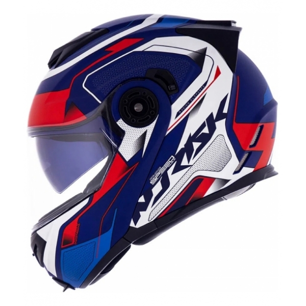 Capacete Moto Robocop Articulado Norisk FF345 Route Speedmax Escamoteável C/ Óculos E Selo Inmetro - Branco Azul