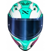 Capacete Moto Norisk Flow Robot Branco Rosa Verde C/ Spoiler + Viseira Extra Masculino Feminino
