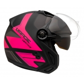 Capacete Moto Feminino Peels F-21 Mirage Vertice Preto Rosa Aviador C/ Óculos Queixeira Removível