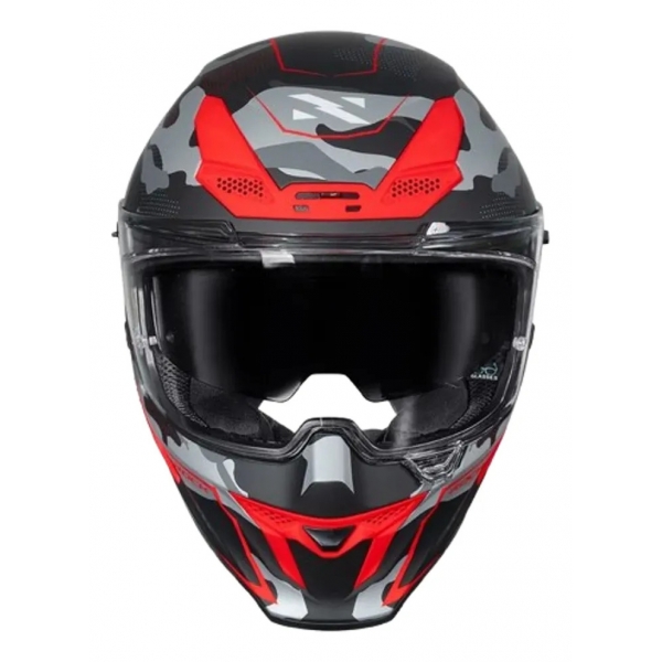 Capacete Moto Fechado Norisk Rock Tactical Militar Camuflado Vermelho C/ Óculos + Viseira Extra