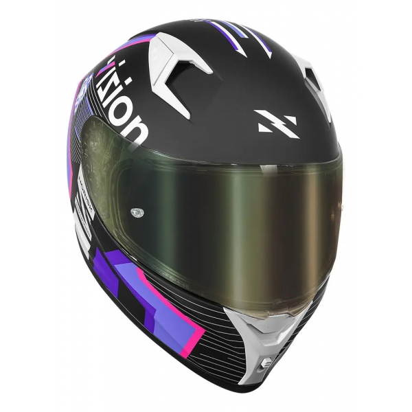 Capacete Moto Feminino Norisk Flow Pulse Run Vizion Branco Rosa Roxo C/ Aerofólio + Viseira  Extra