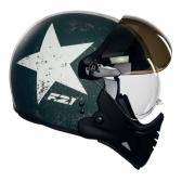 Capacete Moto Custom Peels F21 F-21 Us Army Tank Militar Aviador C/ 2 Viseiras Queixeira Removível - Verde Fosco