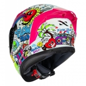 Capacete Moto Fechado Norisk Flow Trap Desenho Branco Rosa Feminino Masculino C/ Spoiler + Viseira