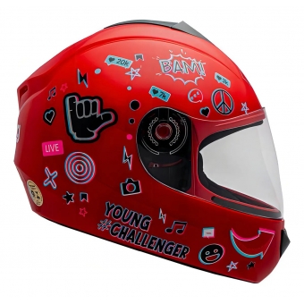 Capacete Moto Infantil Criança Fly Young Live Azul Preto Vermelho C/ Selo Inmetro Masculino Feminino
