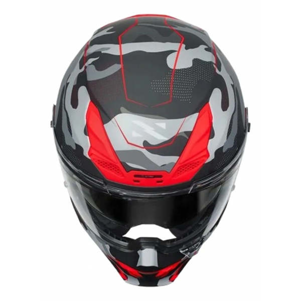 Capacete Moto Fechado Norisk Rock Tactical Militar Camuflado Vermelho C/ Óculos + Viseira Extra
