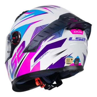 Capacete Moto LS2 FF358 Pro Classic Draze Airline Branco Roxo Rosa C/ Spoiler Masculino Feminino