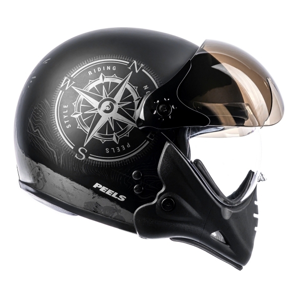 Capacete Moto Peels Mirage F 21 F-21 North Navy Custom Aviador C/ 2 Viseiras Queixeira Removível - Preto Fosco